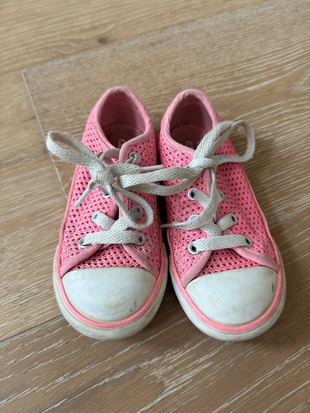 Converse Kids Pink Mesh Lace-Up Sneakers with White Soles